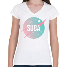PRINTFASHION BTS NASA: SUGA - Női V-nyakú póló - Fehér