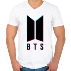 PRINTFASHION BTS TikTok - Férfi V-nyakú póló - Fehér