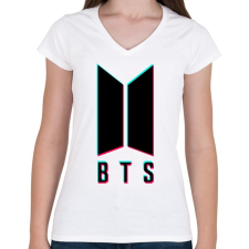 PRINTFASHION BTS TikTok - Női V-nyakú póló - Fehér női póló