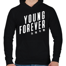 PRINTFASHION BTS Young forever - Férfi kapucnis pulóver - Fekete férfi pulóver, kardigán