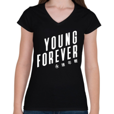 PRINTFASHION BTS Young forever - Női V-nyakú póló - Fekete