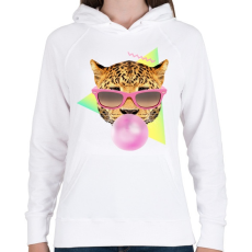 PRINTFASHION Bubble gum leo - Női kapucnis pulóver - Fehér