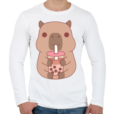 PRINTFASHION Bubble tea Capybara - Férfi hosszú ujjú póló - Fehér