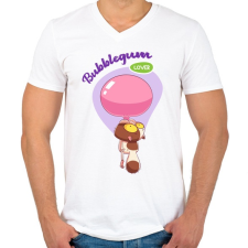 PRINTFASHION Bubblegum lover - Férfi V-nyakú póló - Fehér férfi póló