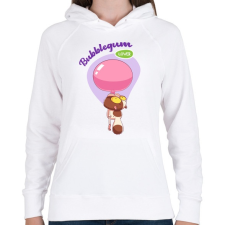 PRINTFASHION Bubblegum lover - Női kapucnis pulóver - Fehér női pulóver, kardigán