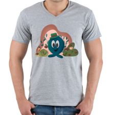 PRINTFASHION Buborékfej - Férfi V-nyakú póló - Sport szürke férfi póló