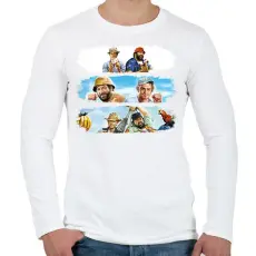 PRINTFASHION Bud Spencer és Terence Hill - Férfi hosszú ujjú póló - Fehér