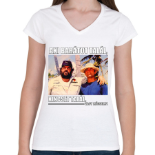 PRINTFASHION Bud Spencer és Terence Hill - Női V-nyakú póló - Fehér női póló