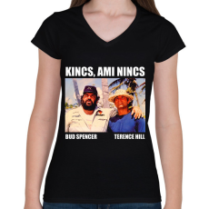 PRINTFASHION Bud Spencer és Terence Hill - Női V-nyakú póló - Fekete