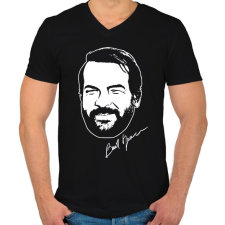 PRINTFASHION Bud Spencer - Férfi V-nyakú póló - Fekete férfi póló