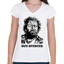 PRINTFASHION bud spencer - Női V-nyakú póló - Fehér női póló