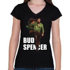 PRINTFASHION Bud Spencer  - Női V-nyakú póló - Fekete női póló