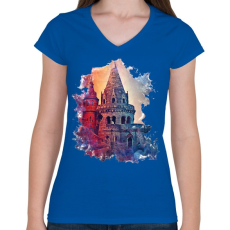 PRINTFASHION budapest01 - Női V-nyakú póló - Királykék