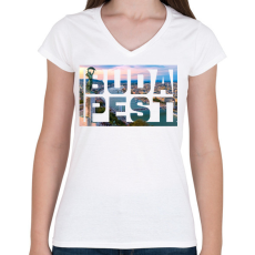 PRINTFASHION Budapest 4 - Női V-nyakú póló - Fehér