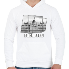 PRINTFASHION Budapest parlament (GTA stílus) - Férfi kapucnis pulóver - Fehér férfi pulóver, kardigán