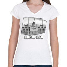 PRINTFASHION Budapest parlament (GTA stílus) - Női V-nyakú póló - Fehér