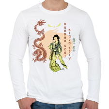 PRINTFASHION Buddha száj, kígyó szív - Férfi hosszú ujjú póló - Fehér férfi póló