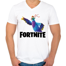 PRINTFASHION Budge - fortnite - Férfi V-nyakú póló - Fehér