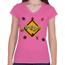 PRINTFASHION Bug Splash android Game - Női V-nyakú póló - Rózsaszín női póló