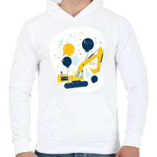PRINTFASHION Buldózer - Férfi kapucnis pulóver - Fehér