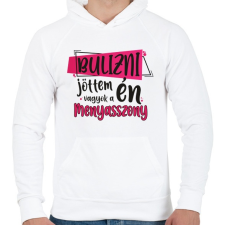 PRINTFASHION Bulizni jöttem én vagyok a menyasszony - Férfi kapucnis pulóver - Fehér férfi pulóver, kardigán