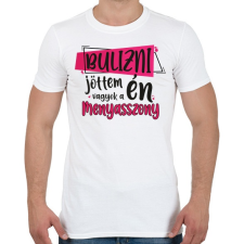 PRINTFASHION Bulizni jöttem én vagyok a menyasszony - Férfi póló - Fehér férfi póló