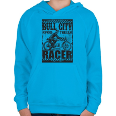 PRINTFASHION Bull city racer - Gyerek kapucnis pulóver - Azúrkék