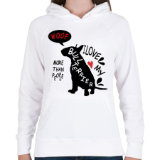PRINTFASHION bull terrier love - Női kapucnis pulóver - Fehér női pulóver, kardigán