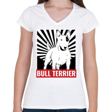 PRINTFASHION Bull Terrier - Női V-nyakú póló - Fehér női póló