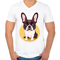 PRINTFASHION bulldog - Férfi V-nyakú póló - Fehér