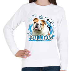 PRINTFASHION Bulldog firka - Női pulóver - Fehér