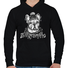 PRINTFASHION bulldog karácsonyt - Férfi kapucnis pulóver - Fekete