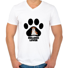 PRINTFASHION Bulldog Lover - Férfi V-nyakú póló - Fehér férfi póló