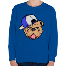 PRINTFASHION Bulldog sapiban - Gyerek pulóver - Királykék