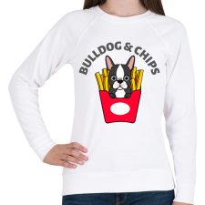 PRINTFASHION BULLDOGCHIPS - Női pulóver - Fehér női pulóver, kardigán
