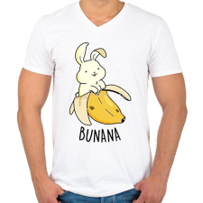 PRINTFASHION Bunana - Férfi V-nyakú póló - Fehér férfi póló