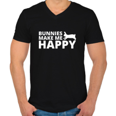 PRINTFASHION Bunnies make me happy - Férfi V-nyakú póló - Fekete