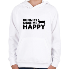PRINTFASHION Bunnies make me happy - Gyerek kapucnis pulóver - Fehér gyerek pulóver, kardigán