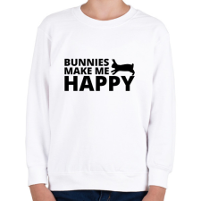 PRINTFASHION Bunnies make me happy - Gyerek pulóver - Fehér gyerek pulóver, kardigán