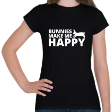 PRINTFASHION Bunnies make me happy - Női póló - Fekete női póló