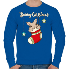 PRINTFASHION Bunny Christmas - Férfi pulóver - Királykék férfi pulóver, kardigán
