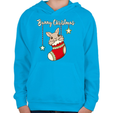 PRINTFASHION Bunny Christmas - Gyerek kapucnis pulóver - Azúrkék