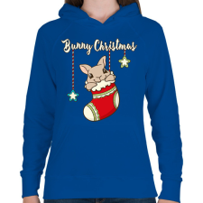 PRINTFASHION Bunny Christmas - Női kapucnis pulóver - Királykék női pulóver, kardigán