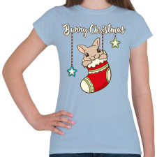 PRINTFASHION Bunny Christmas - Női póló - Világoskék női póló