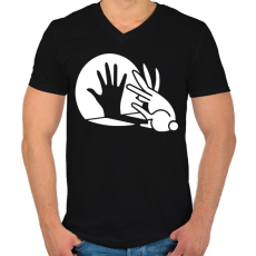 PRINTFASHION BUNNY - Férfi V-nyakú póló - Fekete