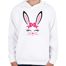 PRINTFASHION Bunny girl - Gyerek kapucnis pulóver - Fehér