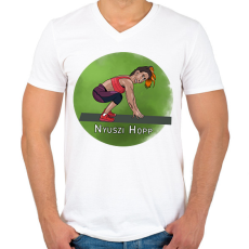 PRINTFASHION Bunny Hop - Férfi V-nyakú póló - Fehér