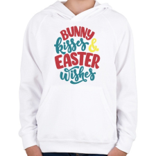 PRINTFASHION Bunny kisses & Easter wishes - Gyerek kapucnis pulóver - Fehér gyerek pulóver, kardigán
