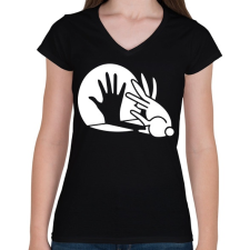PRINTFASHION BUNNY - Női V-nyakú póló - Fekete női póló