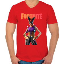 PRINTFASHION Bunnymoon Fortnite - Férfi V-nyakú póló - Piros férfi póló